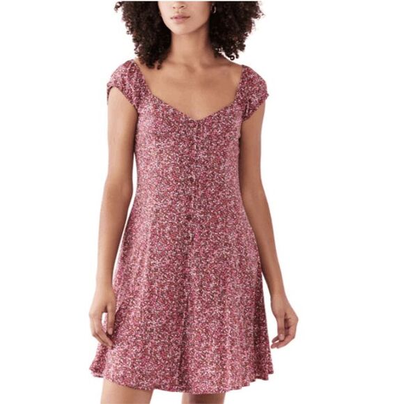 NEW! Rolla's Erin Paris Floral Dress Red Button Front Sweetheart Neck Size XS - Picture 1 of 10